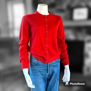 Red button front cardigan EU size 42